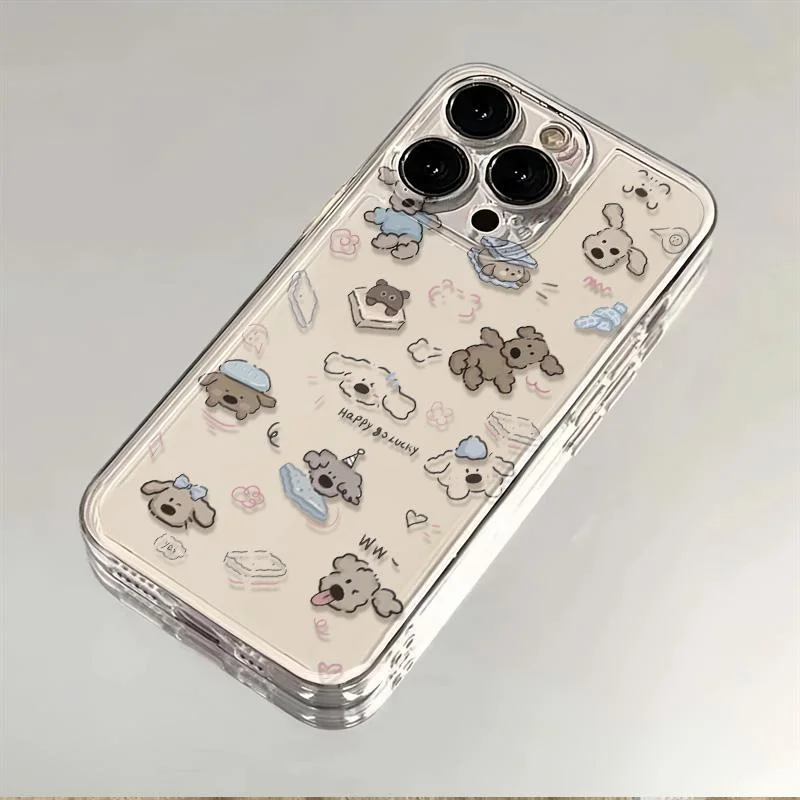 Color: Clear, Ships From: CHINA, Material: leather - Cartoon full screen dog transparent phone case for iPhone 7 8 plus xr x 11 12 13 14 15 pro max soft silicone anti-drop