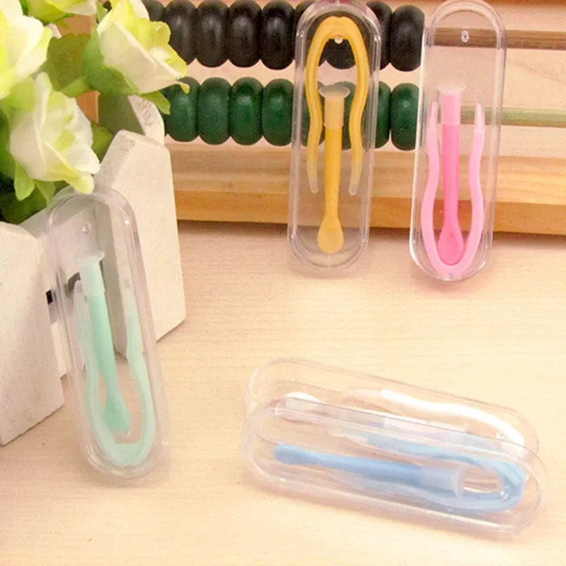 Color: Beige - Remover Contact Lenses Inserter Color Tweezers Suction Stick Eyes Care Tool Kit Contact Lens Case Clip Stick Tweezers Pupils