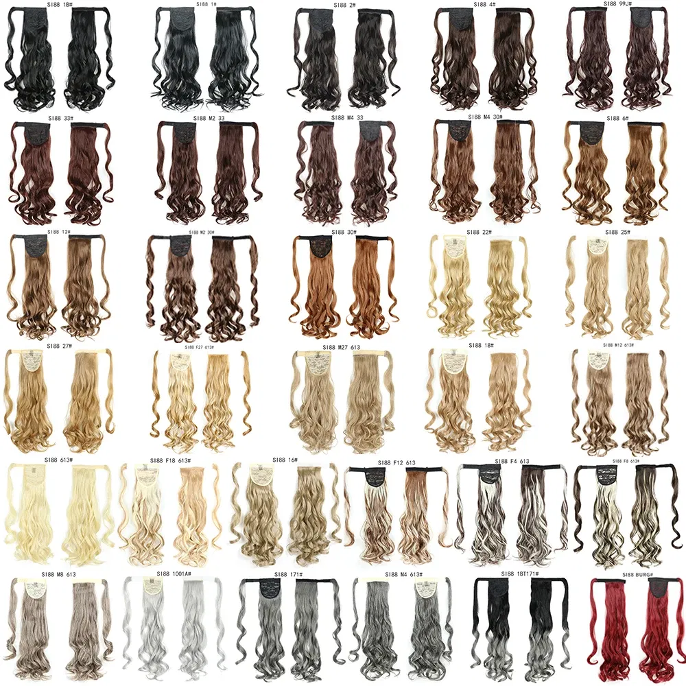Color: #26 - LINWAN Synthetic Long Straight Wrap Around Clip In Ponytail Hair Extension Heat Reistan Pony Tail Fake Hair
