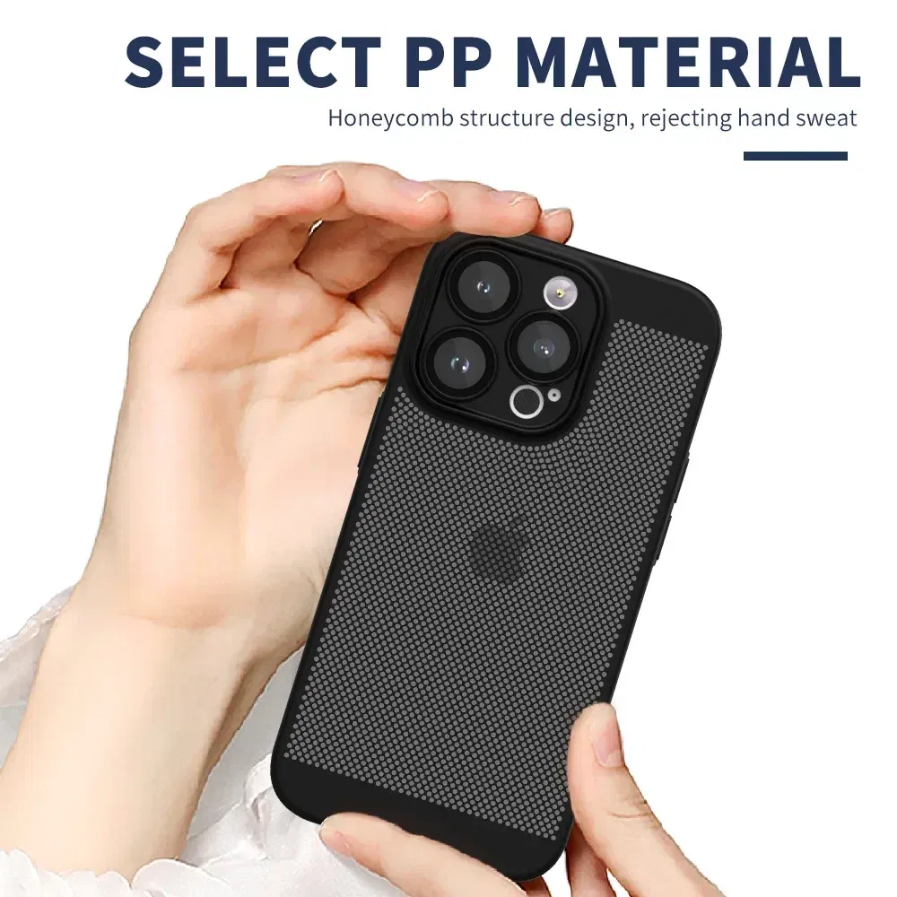 Color: SKY BLUE, Compatible-Phone Models: For iPhone 15 Pro Max, Ships From: CHINA - Breathable Heat Dissipation Cooling Case For iPhone 16 Pro Max 15 14 13 12 11 PC Hard Back Cover