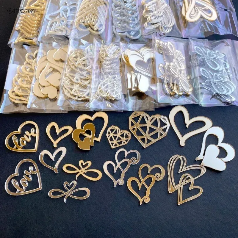 Color: GRAY - 1Pcs Acrylic Cake Toppers Supplies Hearts Baking Dessert Flag Placard Decoration Proposal Anniversary Wedding Birthday Party