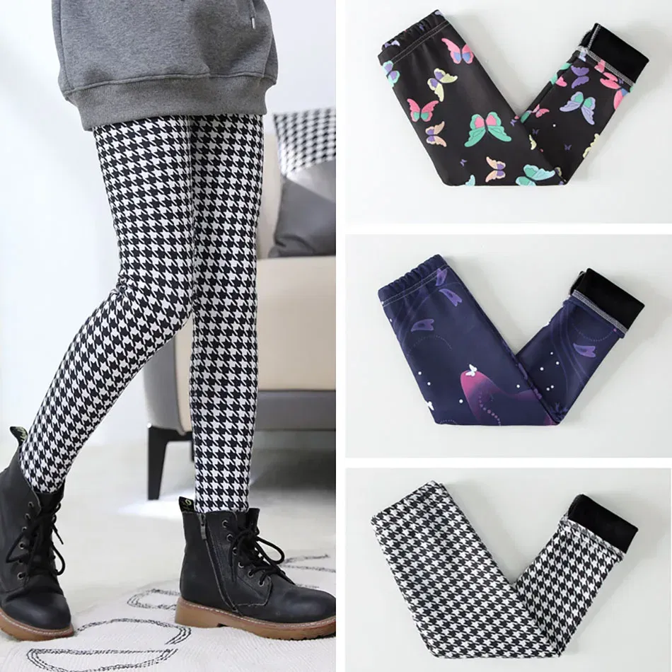 Color: Red, Size: 104 - Warmth and Cozy Girls Plush Lined Thickened Elastic Leggings Long Pants Suitable Kids Daily Wear in Autumn Winter Cold Weather