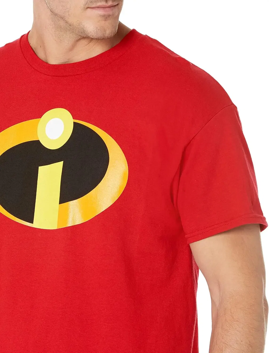 Color: Red, Size: 4XL - Disney Pixar The Incredibles Logo Symbol Costume T-Shirt