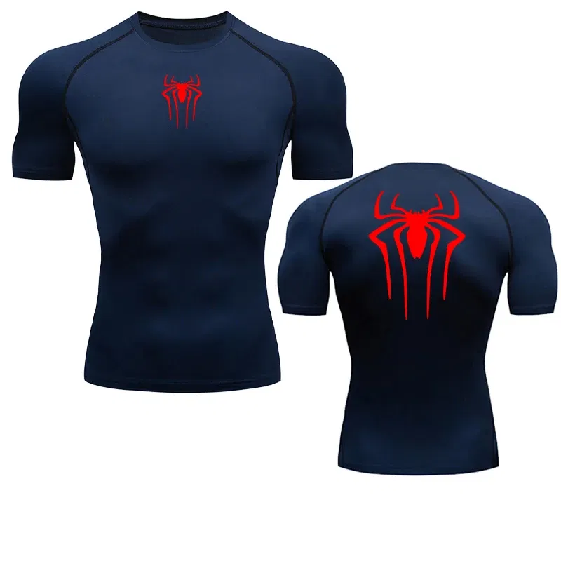 Color: black, Size: M - Printed Men's Athletic Compression Shirts Athletic Quick Dry Breathable Rash Guard Athletic Tight Workout Tops Summer Men