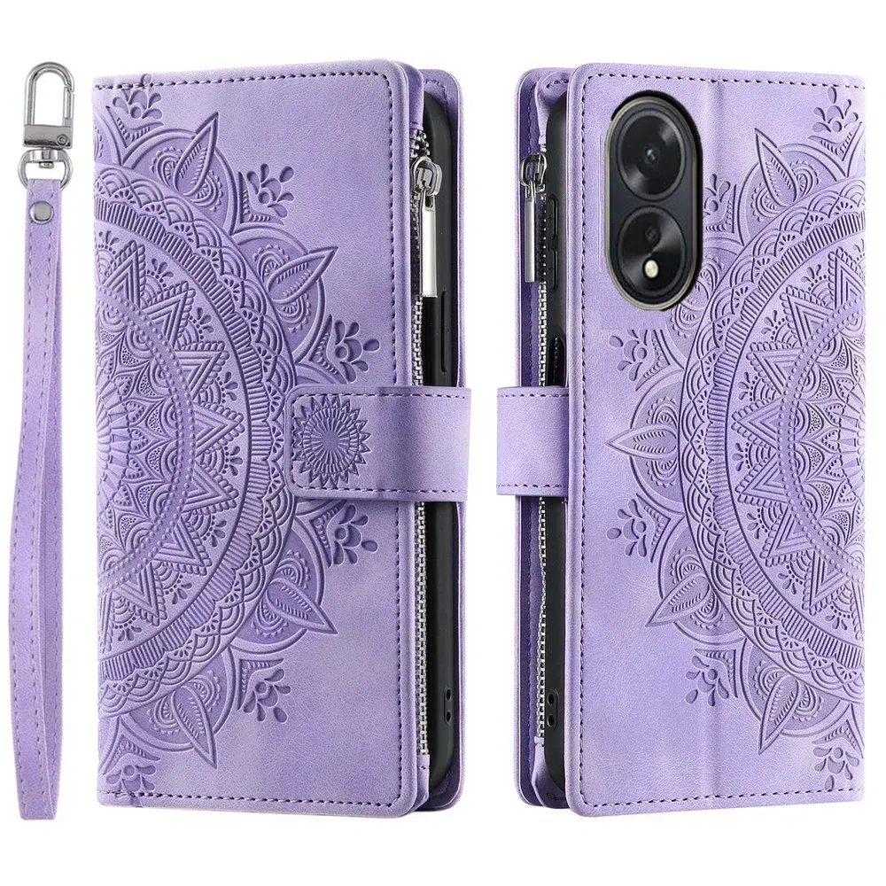 Color: GRAY, Material: EVA - For OPPO A38 A58 A57 A 78 38 4G 5G Book Case Crossbody Lanyard Zipper Wallet Funda OPPO A78 Case Phone A98 A 58 98 A18 A77 S A17