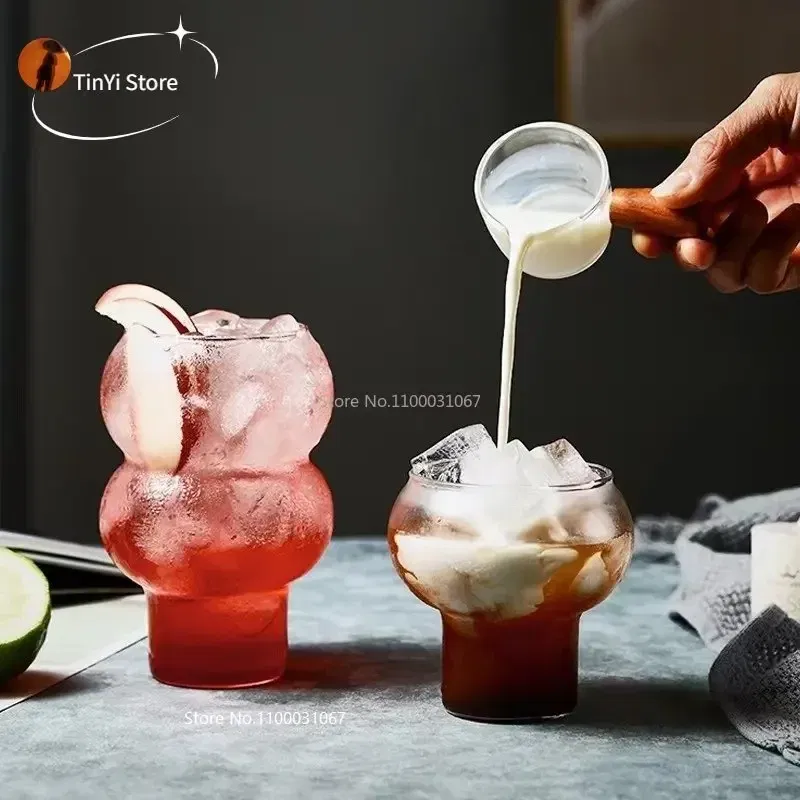 Color: Burgundy, Capacity: 301-400ml - Transparent Heat Resistant Glass Coffee Mug Glass  Latte Cup Breakfast Mug Milk Water Cocktail Glass Cup Beer Drinking Glasses