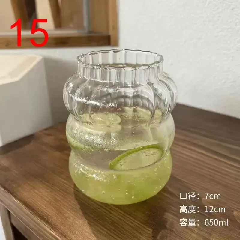 Color: Burgundy, Capacity: 301-400ml - Transparent Heat Resistant Glass Coffee Mug Glass  Latte Cup Breakfast Mug Milk Water Cocktail Glass Cup Beer Drinking Glasses
