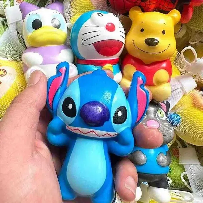 Color: black - Disney Stitch Squeeze Toys Cute Cartoon Fashion Spider-Man Soft Slow Rebound Doll Children Stress Relieving Toy Holiday Gifts