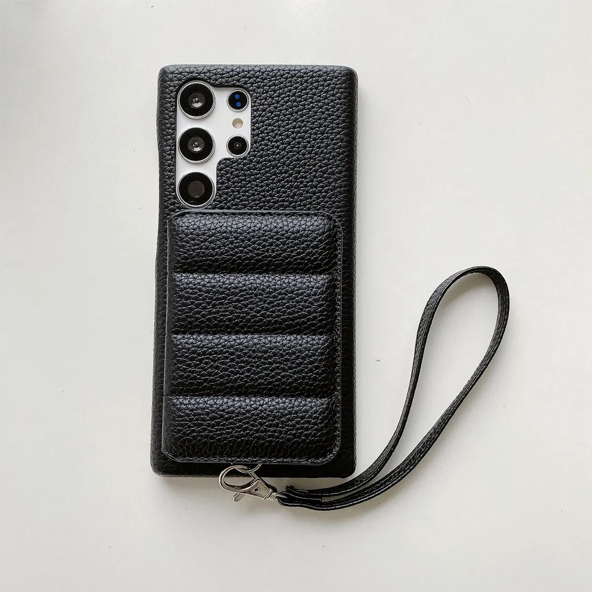 Color: black, Material: EVA - Luxury Lanyard Wallet Case For Samsung Galaxy S21 FE S22 S23 Plus Note 20 Ultra A52 A53 A54 5G Lichee Pattern Leather Cover