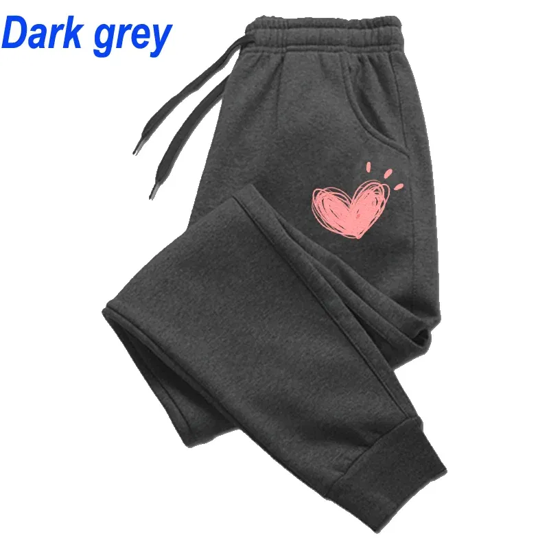 Color: Blue, Size: L - Women Cute Heart Printed Sweatpants Autumn Winter Cotton Long Pants Jogger Trousers Casual Sports Fitness Women Sweat Pants