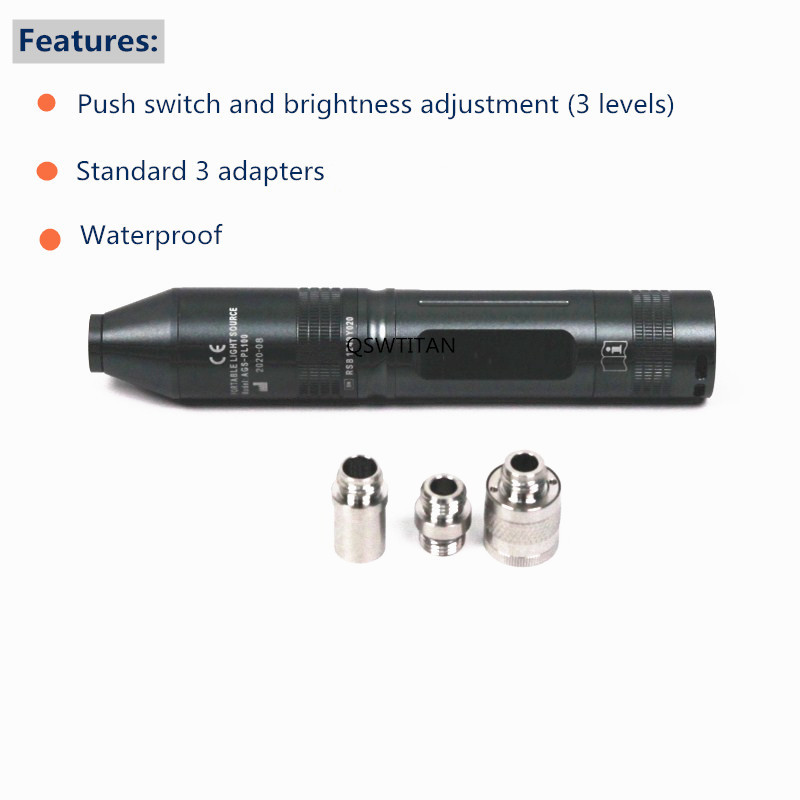 LED Cold Light Source Endoscope Mini Portable Handheld High Brightness Water-proof ENT Examination