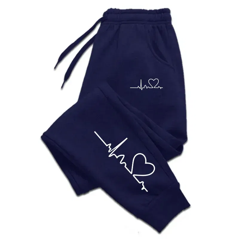 Color: black, Size: XL - Hot Sales Womens Sweatpants Daily Casual Pants High Quality Fitness Tracksuit Trousers Heart Print Street Sport Jogging Pants