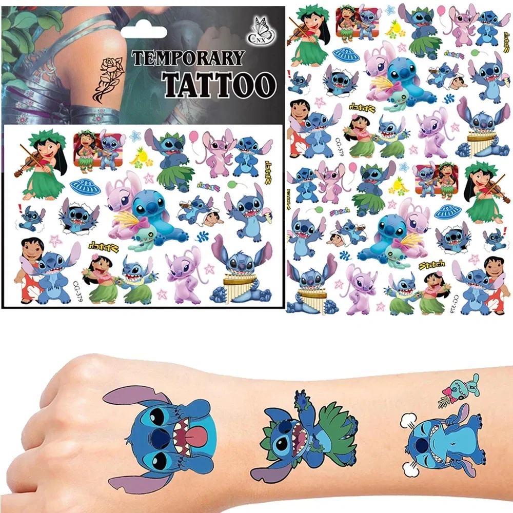 Color: plum - Lilo Stitch Party Gift Supplies Slapping Bracelets Reusable Drinking Straws Stamp Paper Bags Stickers Ring Birthday Party Decora