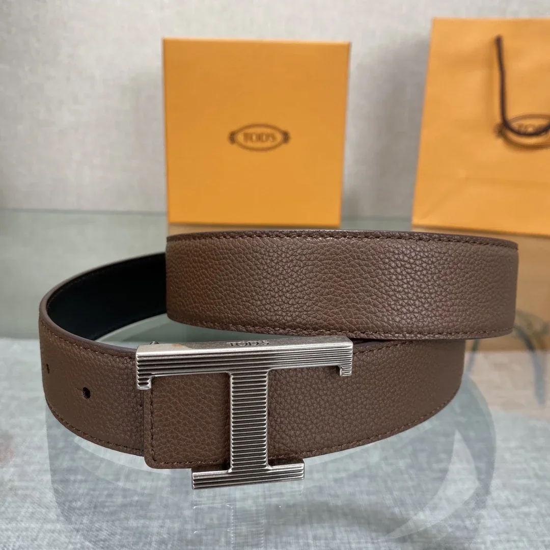 Color: Gold, Belt Length: 90cm - New Style Leather Belt for Men and Women, Classic Cowhide T Buckle Design Belt, Light Luxury, Classic and Versatile Gift