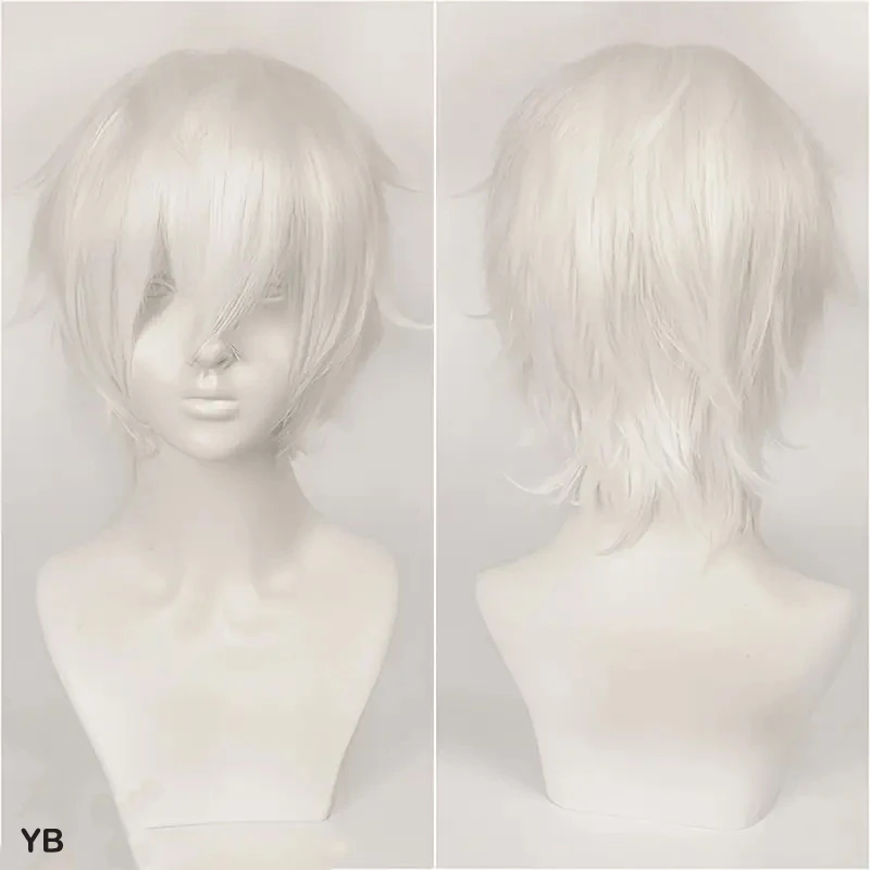 Color: PURPLE, Stretched Length: 12inches - Unisex Short Bob Cosplay Wig with Bangs | Blonde Purple Gray Color | Halloween Party Lolita Costume Wig