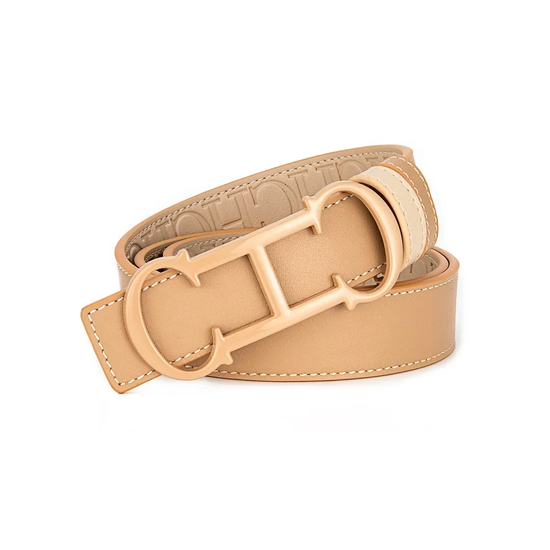 Color: Dark Grey, Belt Length: 75cm - CILMI HARVILL CHHC New Women's Belt Solid Color Matching Gift Box Packaging Christmas Fashion Versatile Imprinted Letter Design