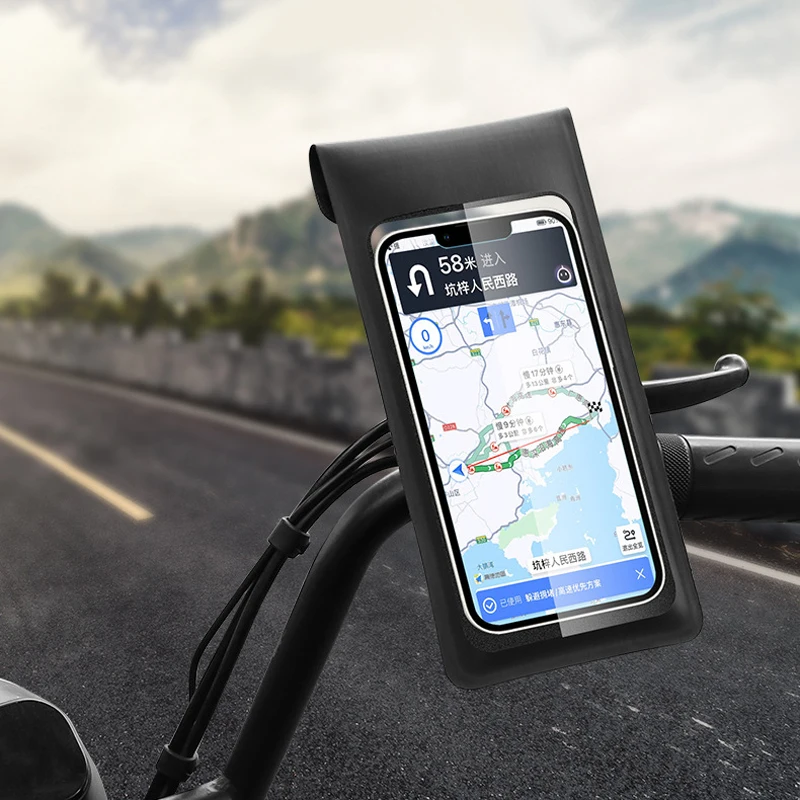 Color: Black - Bike Phone Holder Case Waterproof Bicycle Handlebar Phone Stand Motorcycle Rearview Mirror Cellphone Mount Cycling Accessories
