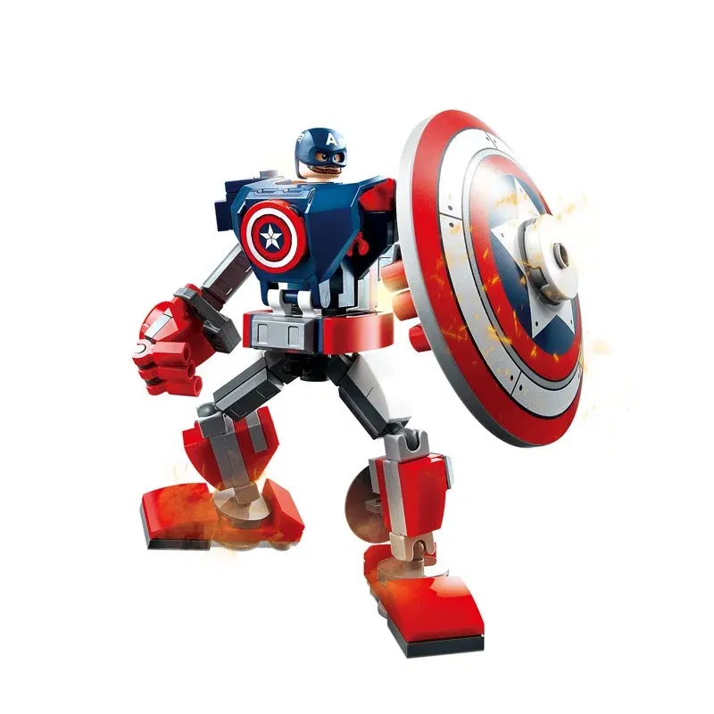 Color: Yellow, Size: S - 28cm Marvel anime, Avengers, Captain America, Iron Man: 120PCS/piece building block toy, birthday gift for children