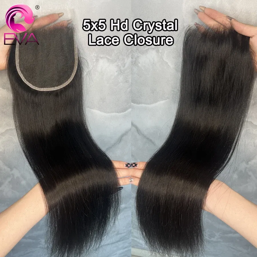 Color: Pink, Material Grade: Remy Hair, Stretched Length: 14inches - Eva 5x5 Hd Lace Closure Straight 13x4 Lace Frontal Closure Hand Tied Human Hair Closures Free Part Hd Lace Closure Pre Plucked