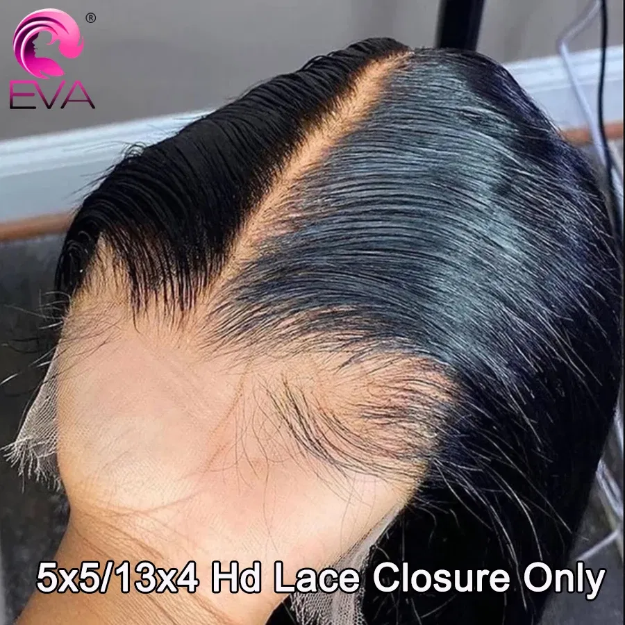 Color: Pink, Material Grade: Remy Hair, Stretched Length: 14inches - Eva 5x5 Hd Lace Closure Straight 13x4 Lace Frontal Closure Hand Tied Human Hair Closures Free Part Hd Lace Closure Pre Plucked