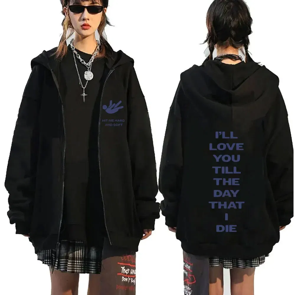 Color: green, Size: XXXL - Hit Me Hard and Soft 2025 Tour Zipper Hoodies Fans Gift Men Women Clothing Pullovers Fashion Hip Hop Zip Up Sweatshirts Jackets