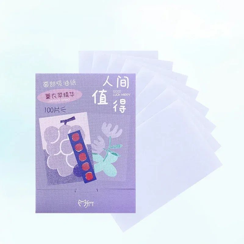 Color: WHITE - 100pcs/set Facial Oil Blotting Paper Matte Face Wipes Oil Control Oil-absorbing Face Cleaning Beauty Makeup Tools Accessories