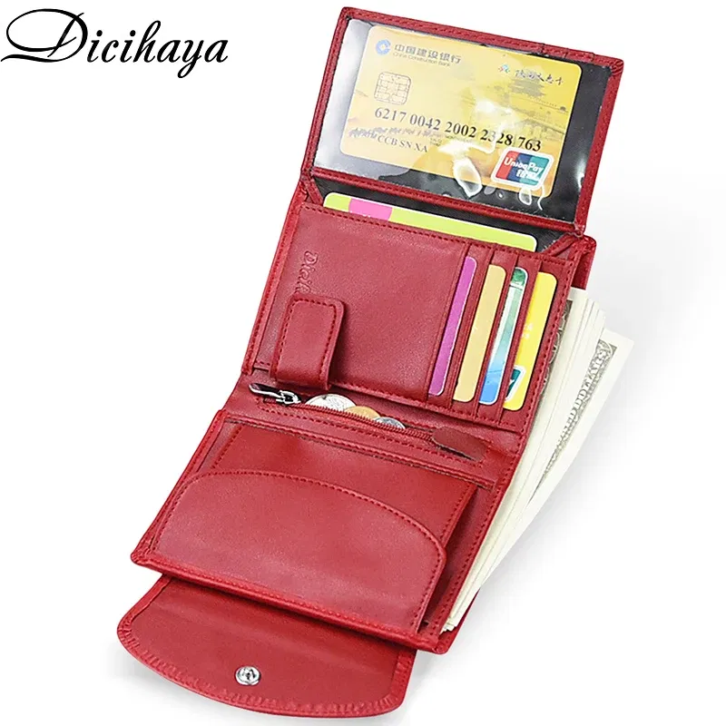 Color: GRAY - Genuine Leather Women Wallet Coin Purse For Girls Female Small Portomonee Lady Purse Money Bag Card Holder for Women Mini Clutch