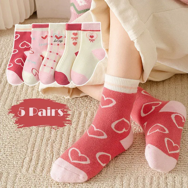 Color: Brown, Size: 2-3T - 1-14T Kids' Socks Spring Autumn Cotton Socks 5 Pairs/lot Soft Cotton Socks Calf Socks Little Big Boys Crew Sock