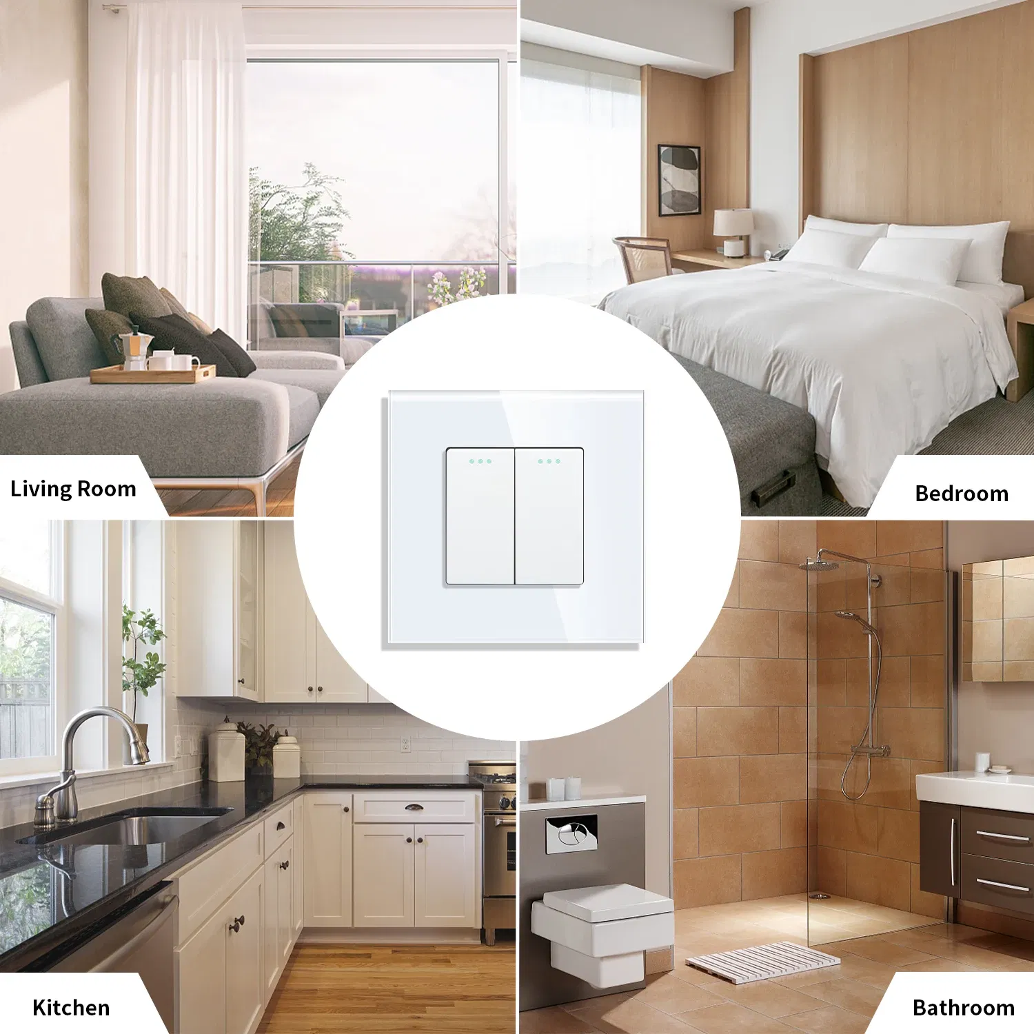 Color: Ivory, Size: 3XL, Ships From: CHINA - Bingoelec Push Button Switch 1/2/3 Gang 1 Way 2 Way 3 Way EU Standard Home light Switch Crystal Glass Panel Wall switch