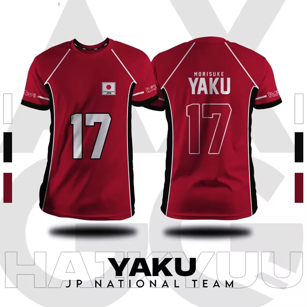 Color: Gold, Size: XXL - Haikyuu Fukurodani Red Cartoon Anime Cosplay Men Jersey Summer Short Sleeve Children Tee Top 2024 New Fashion Mens T-shirt