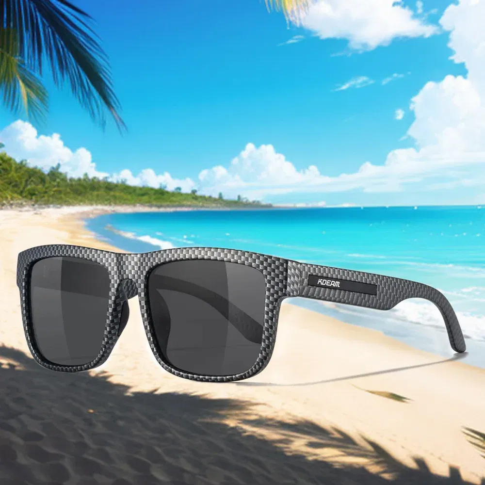 Lenses Color: green, Frame Color: black - 2024 KDEAM New Polarized Sunglasses For Men UV400 Protection Lens Black Grey Frame Driving  Sun Glasses Fishing Eyewear