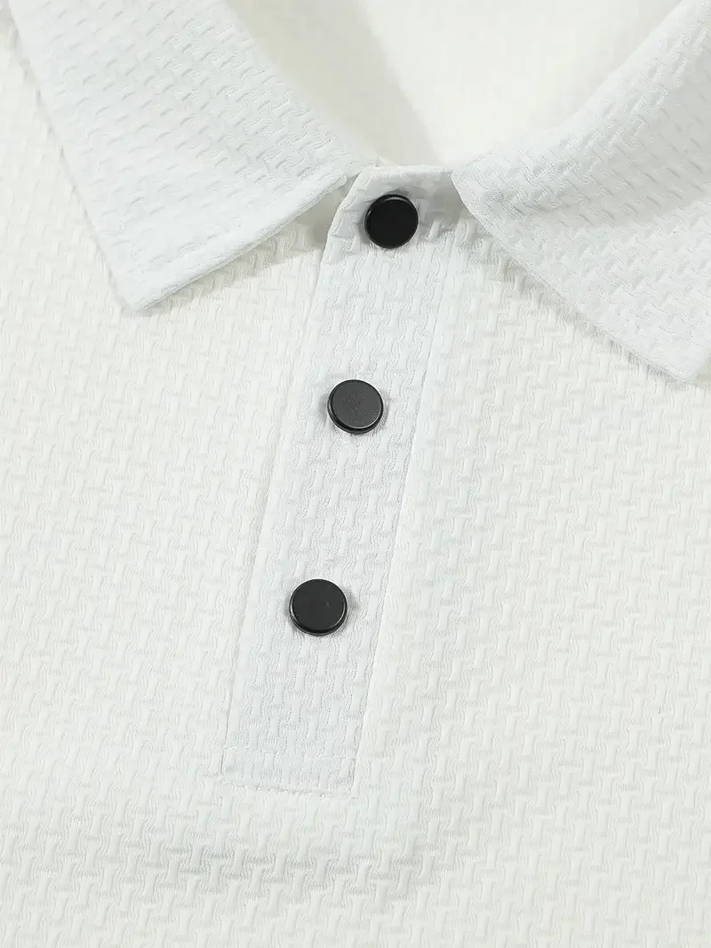 Color: SKY BLUE, Size: M - Classic men's casual POLO shirt soft and breathable MILAN pattern quick-drying top T-shirt