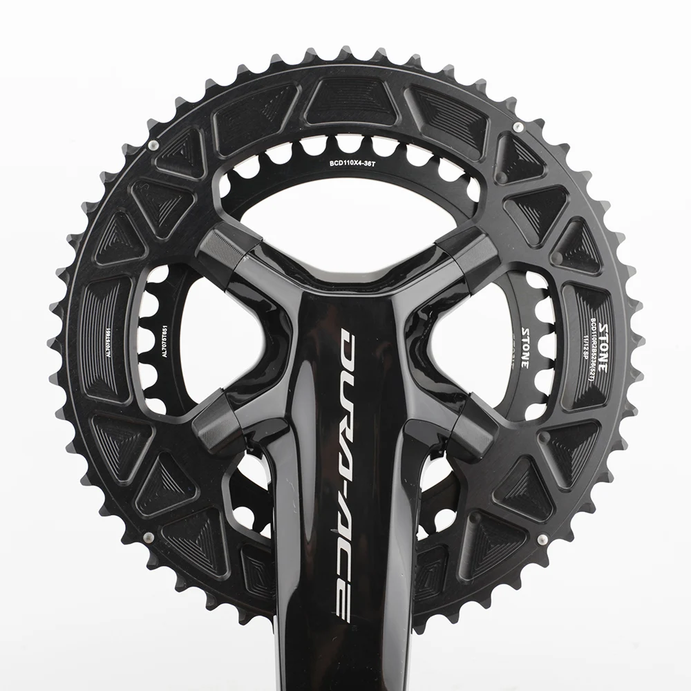 Color: Light Grey, Ships From: CHINA, Chainwheel Teeth: 44-52T - STONE Double Chainring BCD 110mm 4 Bolts for 105 R7100 Ultegra R8100 R9200 Dura Ace Road Bike Chainwheel Chain Ring