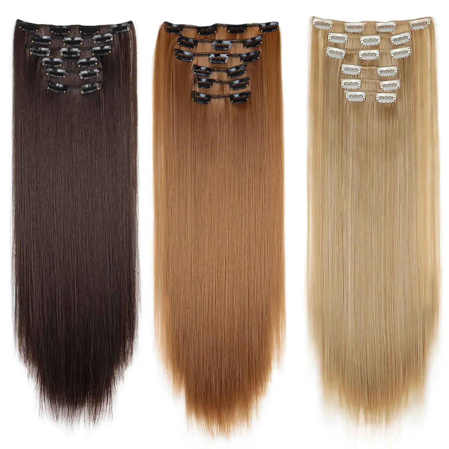 Color: P4/30, Stretched Length: 24inches - 24Inch 16 Clips in Hair Extensions Long Straight Hairstyle Synthetic Blonde Black Hairpieces Heat Resistant False Hair Daily Use