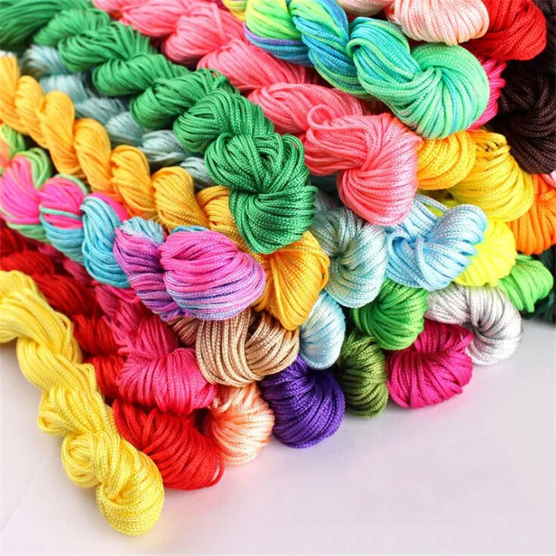Color: Pink - 24m Polyester Braided Jade Thread For DIY Handmade Necklace Bracelet Trinket Pendant Braided Accessories Jewelry Making Finding