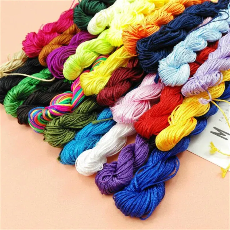 Color: Pink - 24m Polyester Braided Jade Thread For DIY Handmade Necklace Bracelet Trinket Pendant Braided Accessories Jewelry Making Finding