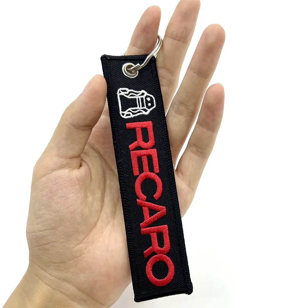 Color Name: WHITE - JDM HKS Keychain Embroidered Woven Personality Fashion Cloth ADVAN Key Chain Car Motorcycle Key Rings Key Holder Pendant Nos