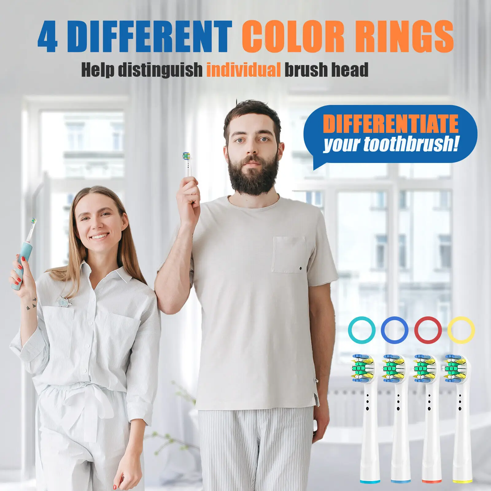Color: Black and White - Toothbrush Replacement Heads Refill for Oral B Electric Toothbrush Pro1000 Pro 3000 Pro5000 Pro7000 Vitality Floss Action
