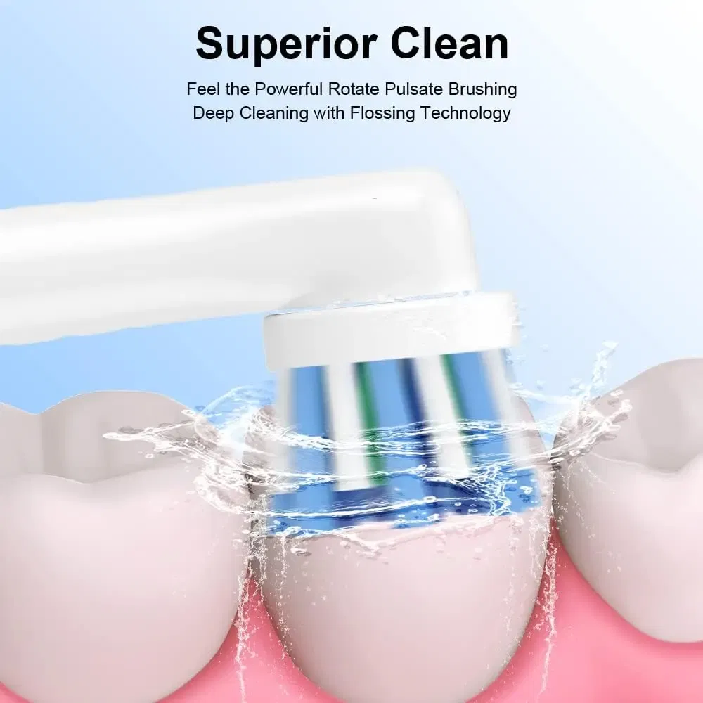 Color: Black and White - Toothbrush Replacement Heads Refill for Oral B Electric Toothbrush Pro1000 Pro 3000 Pro5000 Pro7000 Vitality Floss Action