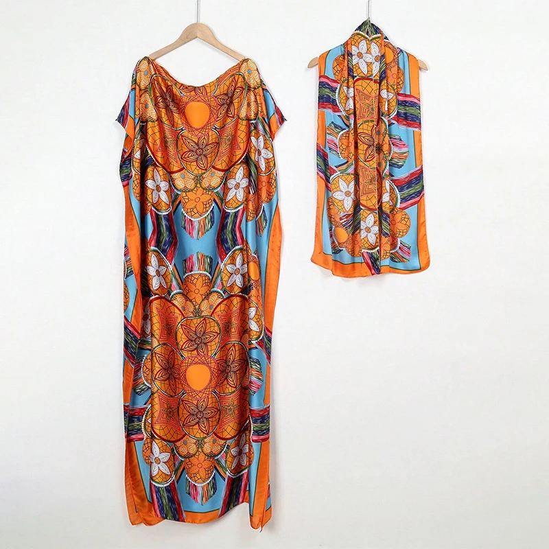Color: Orange, Size: One Size, Ships From: CHINA - Middle Eastern Women And Clothing, Muslim Robe, Malay Indonesian Dress  Printed Sleeveless Elegant Robe