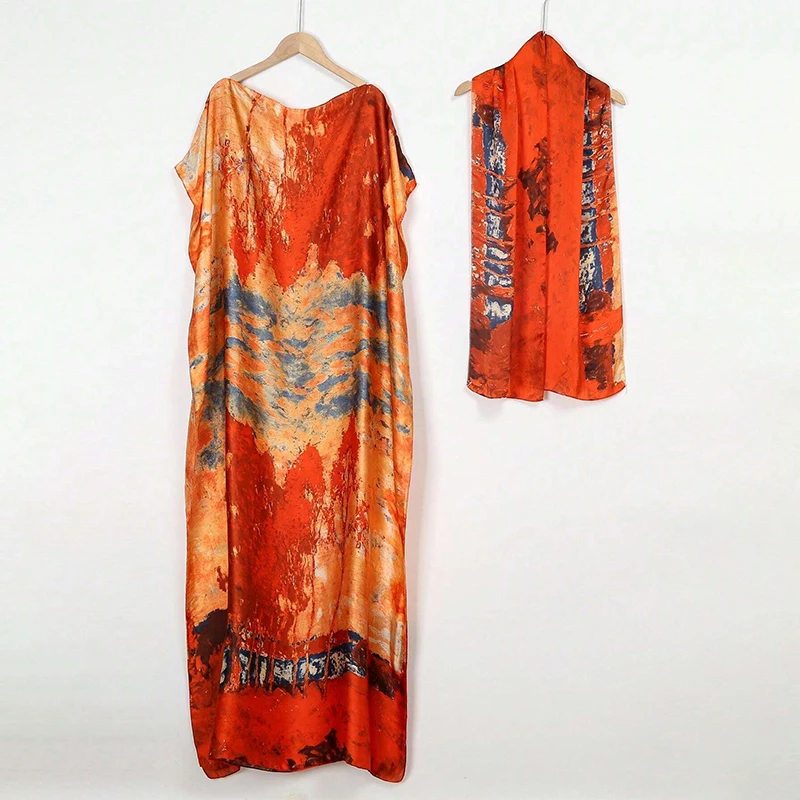 Color: Orange, Size: One Size, Ships From: CHINA - Middle Eastern Women And Clothing, Muslim Robe, Malay Indonesian Dress  Printed Sleeveless Elegant Robe