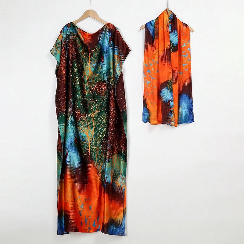 Color: Orange, Size: One Size, Ships From: CHINA - Middle Eastern Women And Clothing, Muslim Robe, Malay Indonesian Dress  Printed Sleeveless Elegant Robe