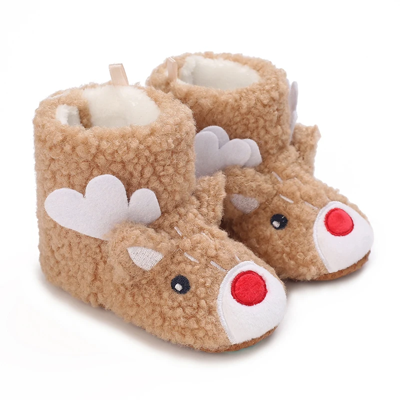 Color: Chocolate, Baby Age: 0-6 Months - Winter New Cute Cartoon Baby Booties Boy Girl Boots Cotton Soft-Sole Non-Slip Warm Toddler First Walkers Infant Crib Shoes