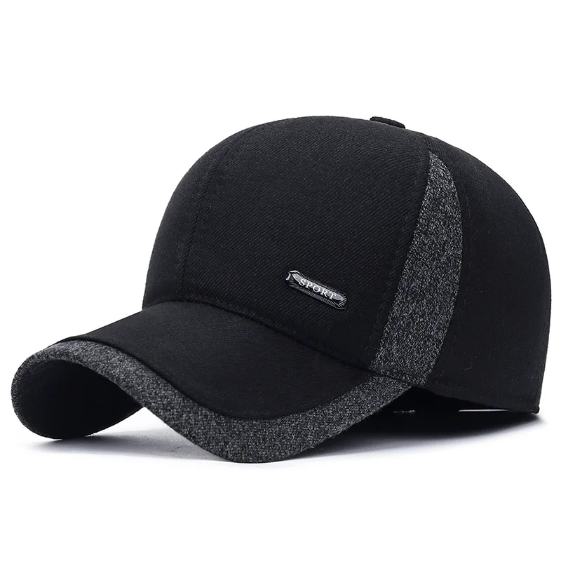 Color: LIGHT GRAY, Size: Adjustable - Auturnn Thick Warm Men Winter Baseball Cap With Ear Flaps, Ideal choice for Gifts