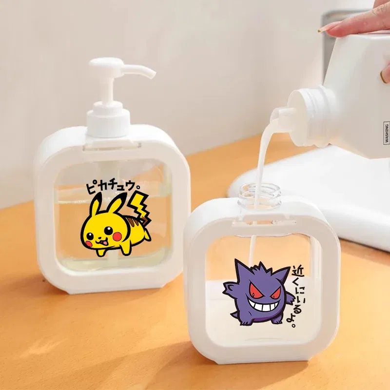 Color: WHITE - 1PCS Pokemons Soap Dispenser White Liquid Lotion Hand Pump Soap Dispenser Refillable Shampoo Bottle Plastic Hand Soap Dispenser