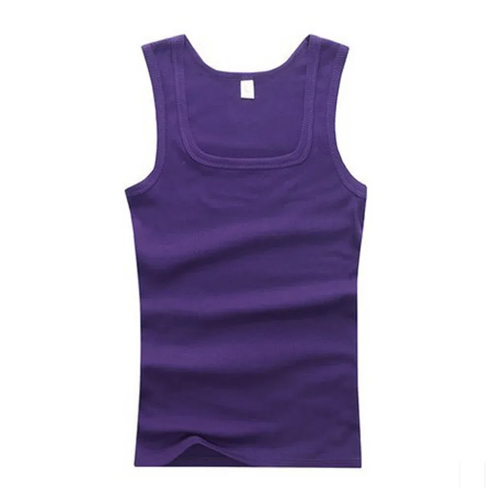 Color: PURPLE, Size: L - 2024 Summer Plus Size Men Clothing Tank Tops Black White Gray Singlets Sleeveless Fitness Men Vest Casual Bodybuilding Vest New