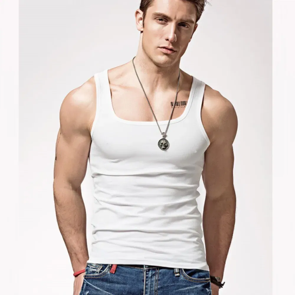 Color: PURPLE, Size: L - 2024 Summer Plus Size Men Clothing Tank Tops Black White Gray Singlets Sleeveless Fitness Men Vest Casual Bodybuilding Vest New