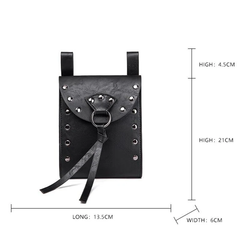 Color: black - Medieval Retro Waist Bag Viking Style Hanging Belt Coin Purse Knight Fanny Pack Portable Men Women Money Pouch Costume Props