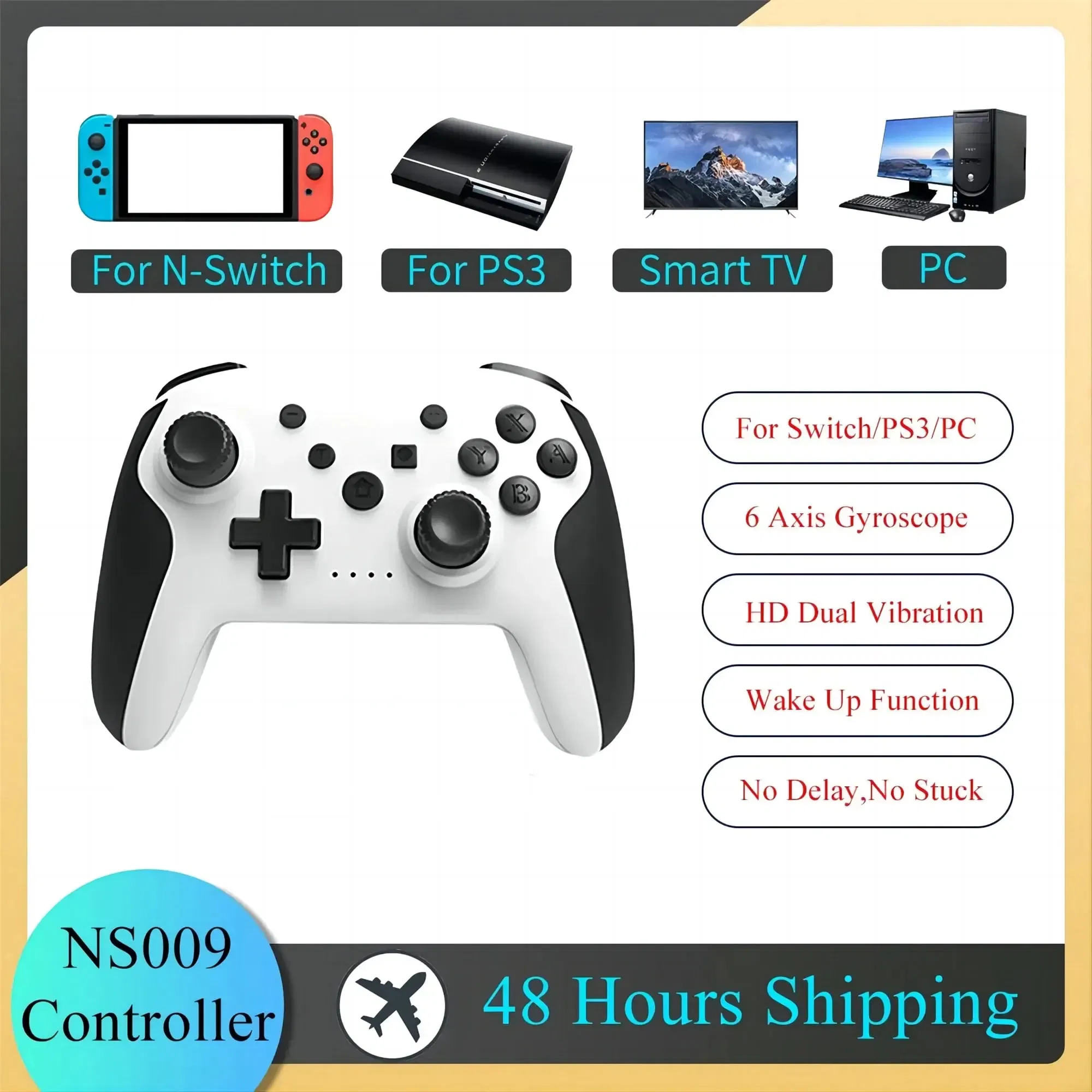 Color: Green - GAMINJA NS009 Bluetooth Game Controller Wireless Gamepad For Nintendo Switch Console PS3 PC Windows 7 10 Dual Vibration Joystick