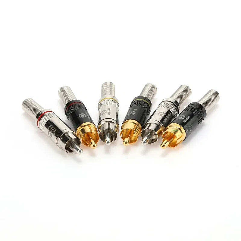 Color: Yellow - Original Neutrik's REAN Gold-plated Phono RCA Connector Audio Video Lotus Plug NYS373 Cable Connector NYS366 with Spring Tail